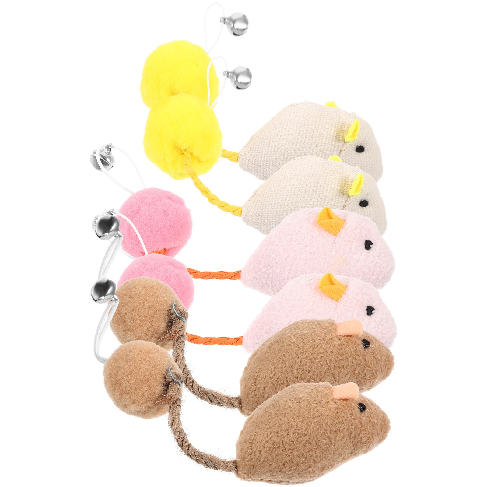 Abaodam Lot de 6 Jouets pour Chat en Peluche de Souris avec Clochettes, pour Chatons et Chats, Interactif D'intérieur pour Occuper Quotidien