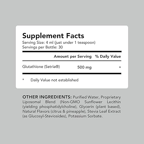Miniatura 4 de Suplemento Liposomal Glutatión | Líquido Reducido Setria® L Glutatión 500mg | Apoyo inmunológico, Función cerebral, Anti-Envejecimiento,