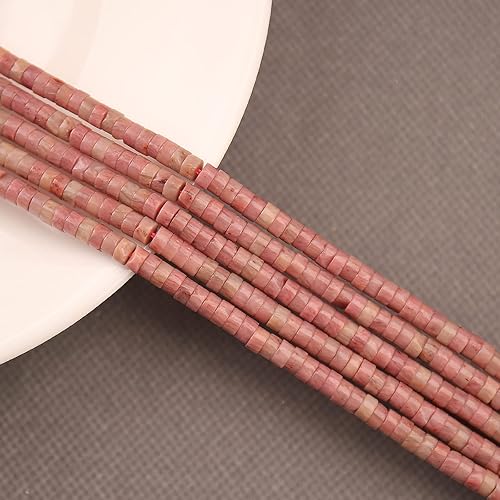 Miniatura 4 de 150 cuentas espaciadoras naturales de rodocrosita natural, sueltas, semipreciosas, redondas, redondas, cuentas de disco Heishi para abalorios y