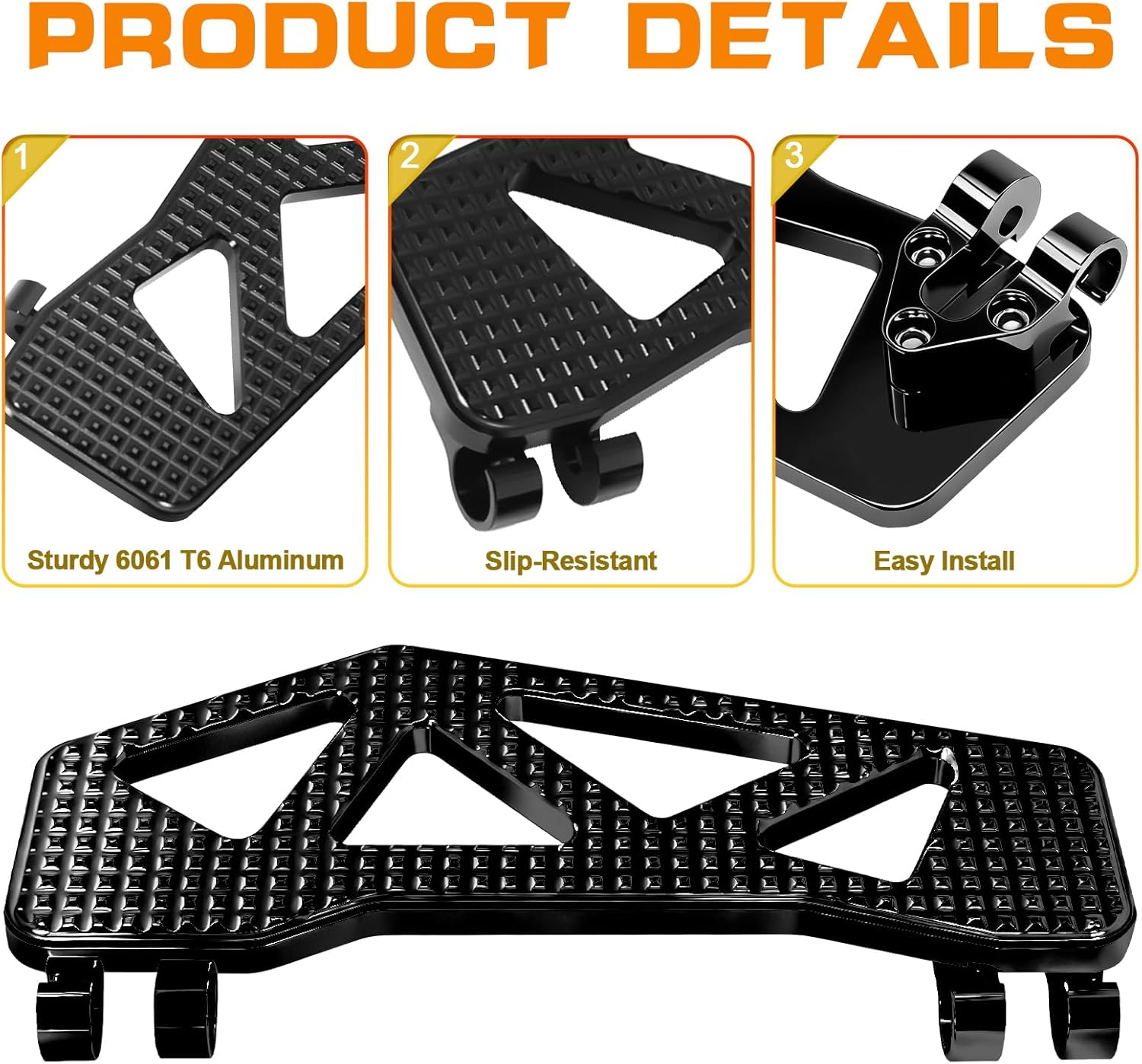 Motorcycle Black Driver Floorboards, Rider Front Foot Pegs Footboards for Harley Touring Road king, Road glide, Street glide, Electra glide 1999-2026 & Softail 1986-2017 & Trike '09-Later Models