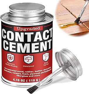 Contact Cement Adhesive 4.16 Oz, High Performance Neoprene Contact Adhesive with Brush, Flexible & Strong Bonding for Woodworking, Leather, Furniture Repairs and DIY Crafts