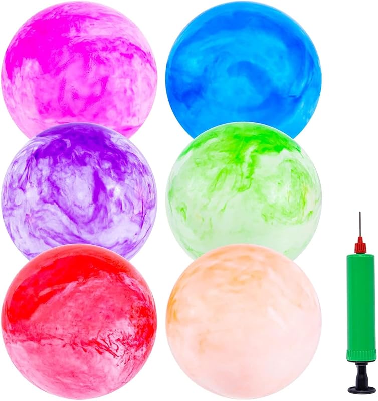 3 Otters 6 PCS Playground Balls with Air Pump, 8.5 Inch | Inflatable Bouncy Balls, Kids Adult Indoor Outdoor Sports Games, Goodie Bags Stuffers