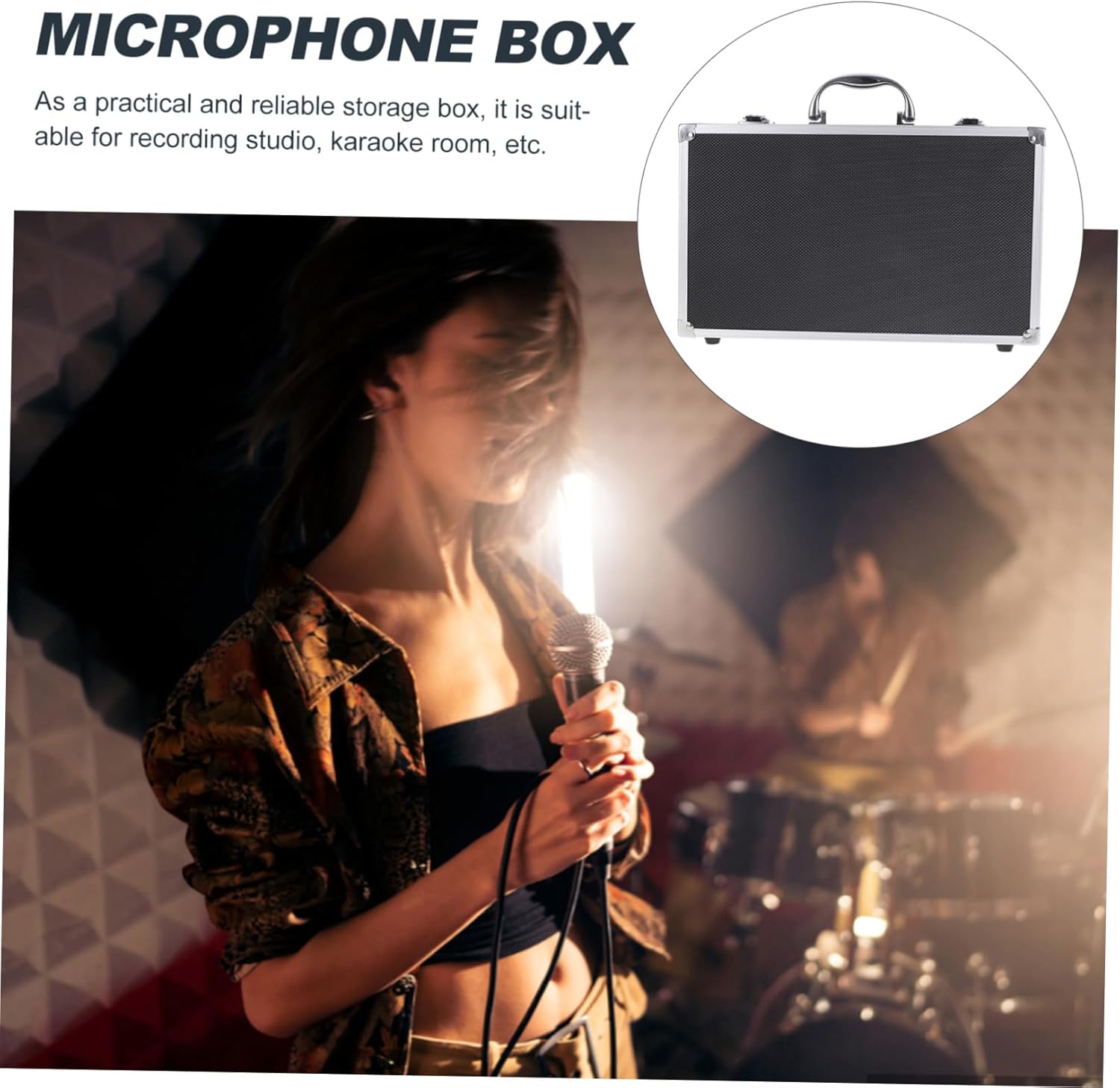 VICASKY Microphone Organizer Box Protective Storage Container with Supple Lining for Handheld Mics Portable Aluminum Carry Case for Secure Mic Protection and Easy Transport