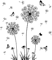 Vista 1 de Calcomanías de pared de diente de león, calcomanías de pared extraíbles con flores, murales florales de mariposa, decoración de fiesta de diente