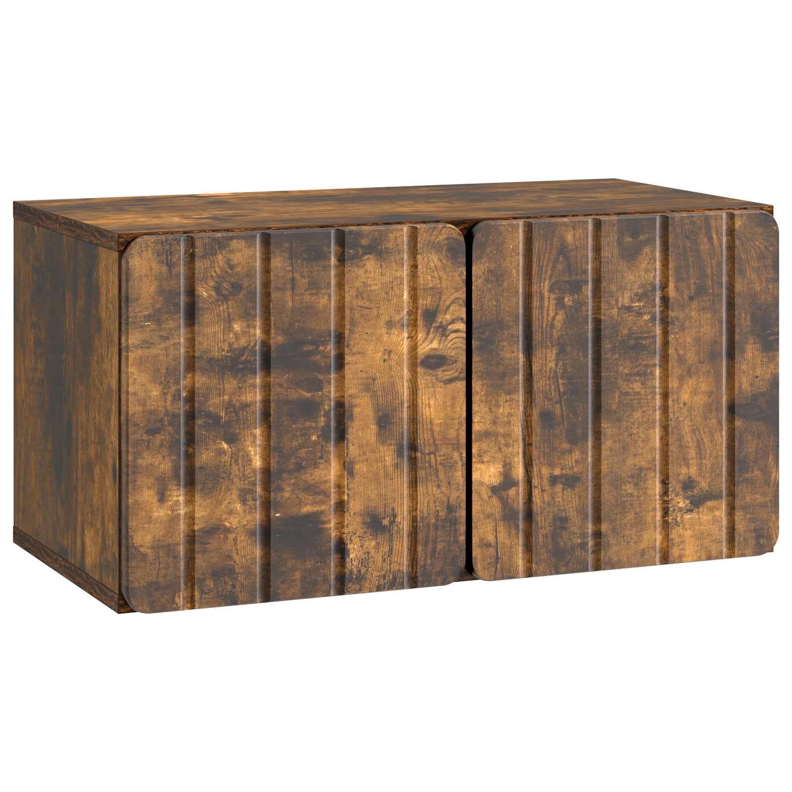 Hothingwell TV-Wandschrank, 59,5 x 31 x 30 cm, Eichenrauch, Holz | Drehtüren 90°, minimalistisches Design, platzsparend, feuchtes Tuch