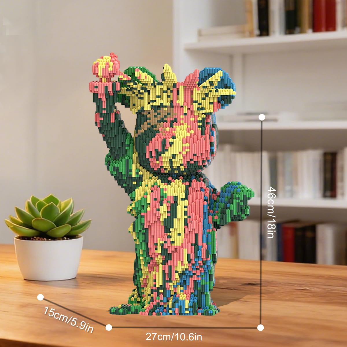 DAHONPA Oso de la Estatua de la Libertad, 6150 piezas, micro bloques de construcción, juego de decoración, regalo | Rompecabezas de oso 3D – Decoración DIY para el hogar y la oficina – para adultos y niños – Regalo para diferentes ocasiones