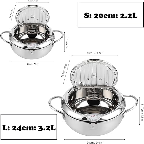 Miniatura 6 de Freidora olla freidora japonesa mini olla de acero inoxidable Olla de temperatura controlada Tempura Sartén Termómetro Cocina de inducción Ollas