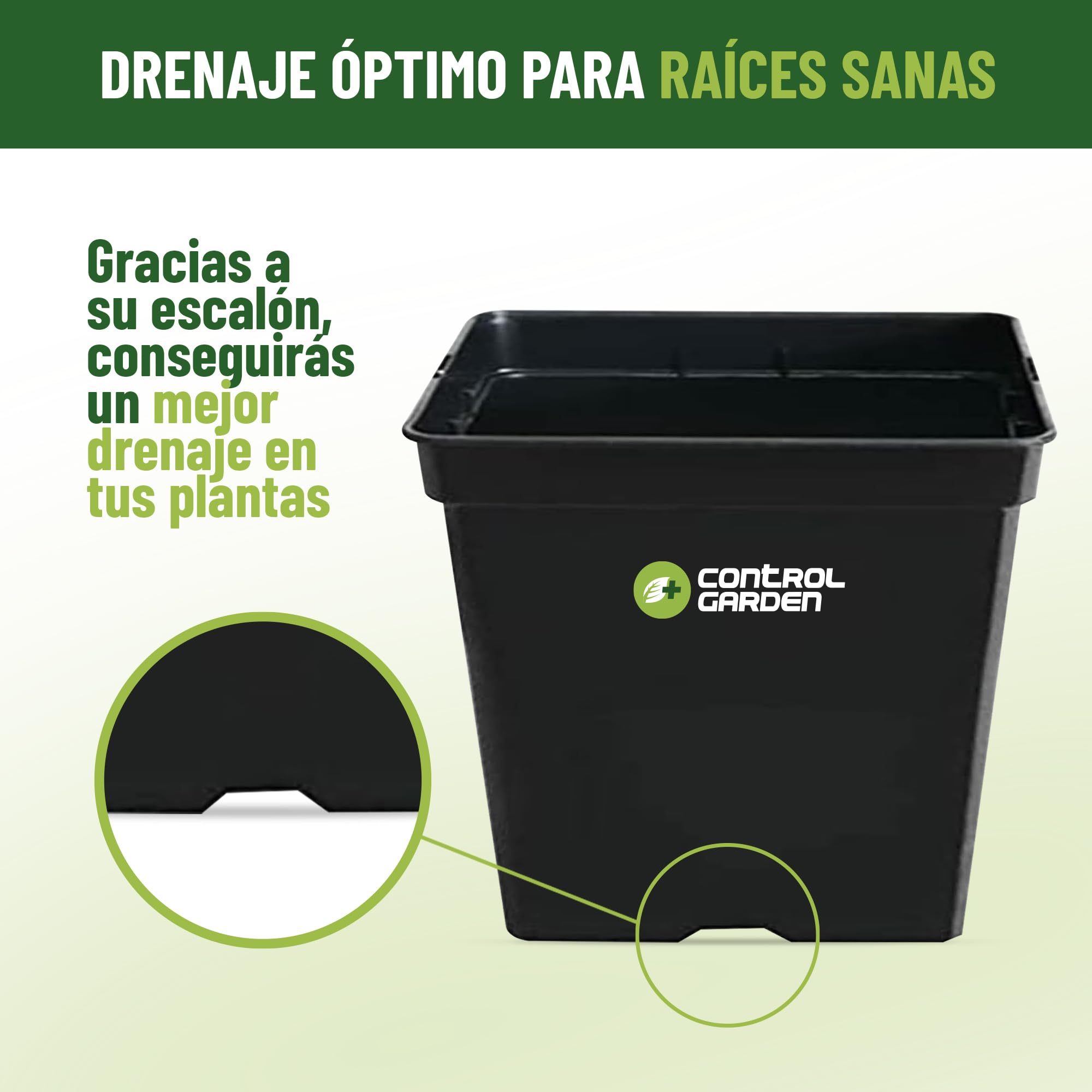 GROWMANIA Pack 20 Macetas Cuadrada para Plantas Negra 18L - Cinco Maceteros de Plástico para Flores 30x30x30 cm