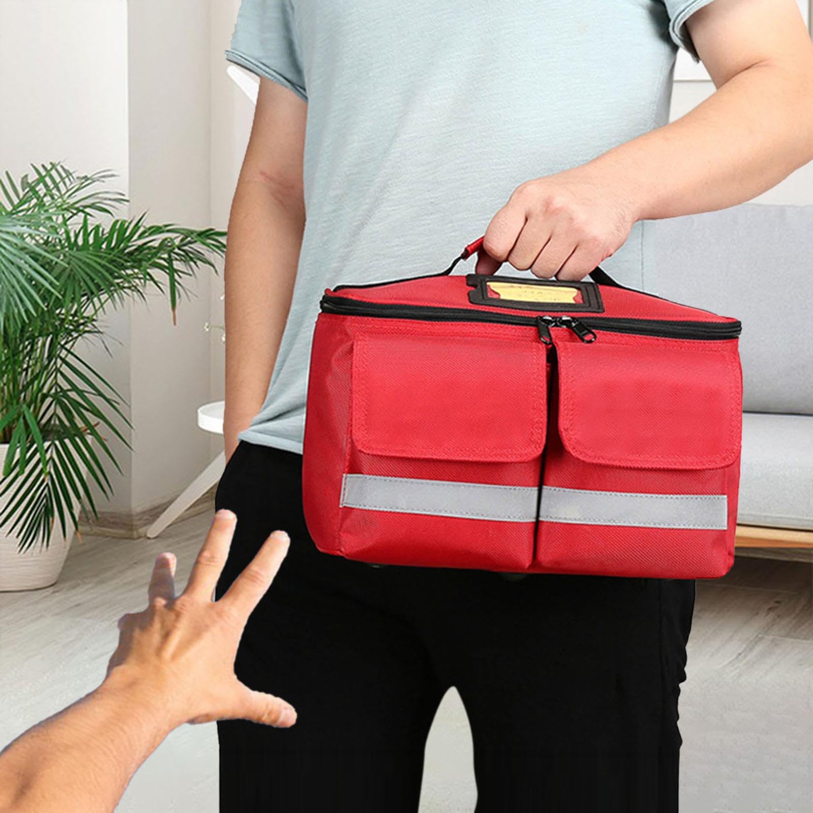 Bolsa de botiquín de primeros auxilios, bolsa almacenamiento vacía, primeros auxilios para senderismo, oficina, viajes, azul oscuro, rojo, 32x19x18cm