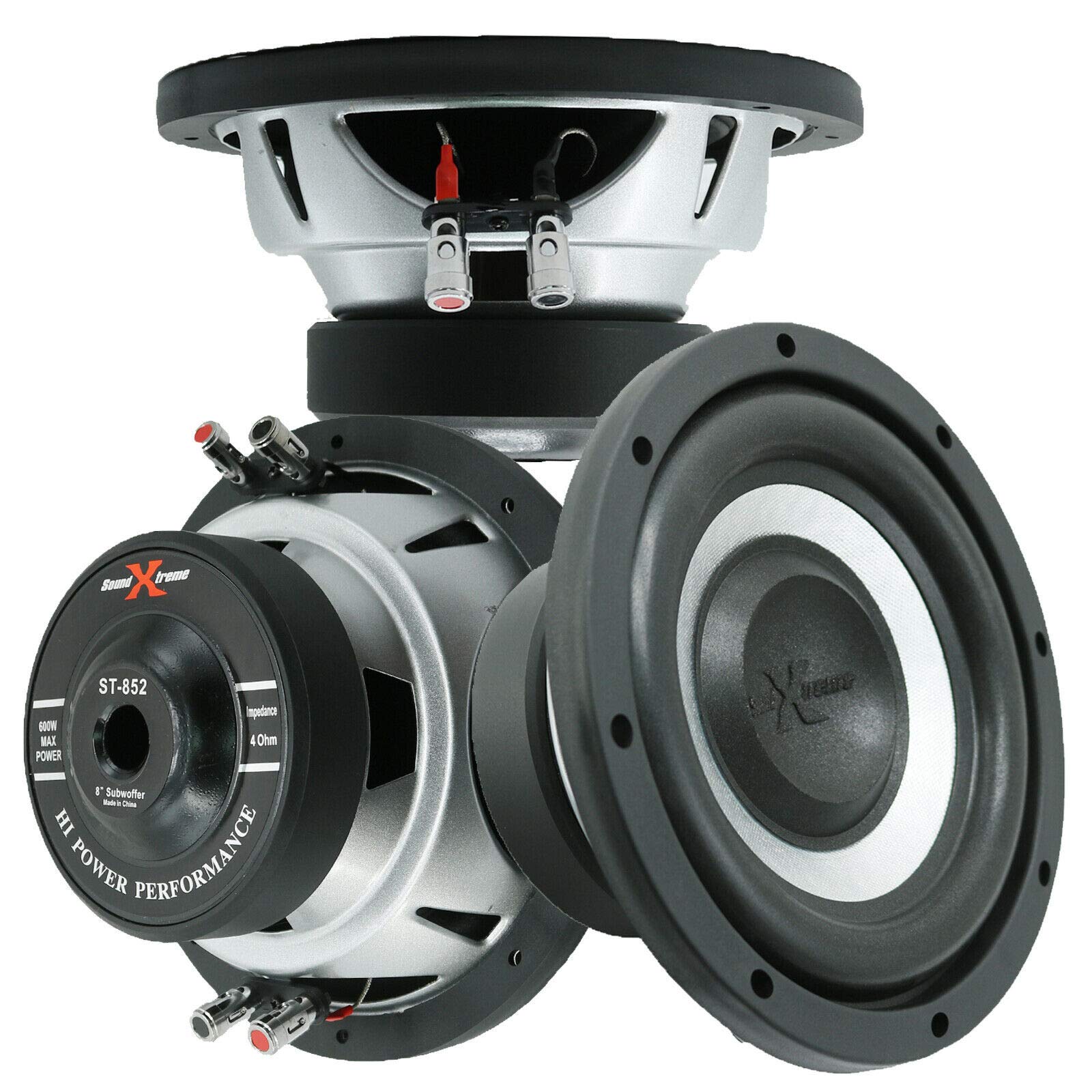 2X Soundxtreme ST-852 8 Inch 1200 Watts Max Power for Pair Car Audio Stereo Elite Subwoofer Dual 4 Ohm Voice Coil Configuration Competition 8" Subs Extreme Bass Speaker System