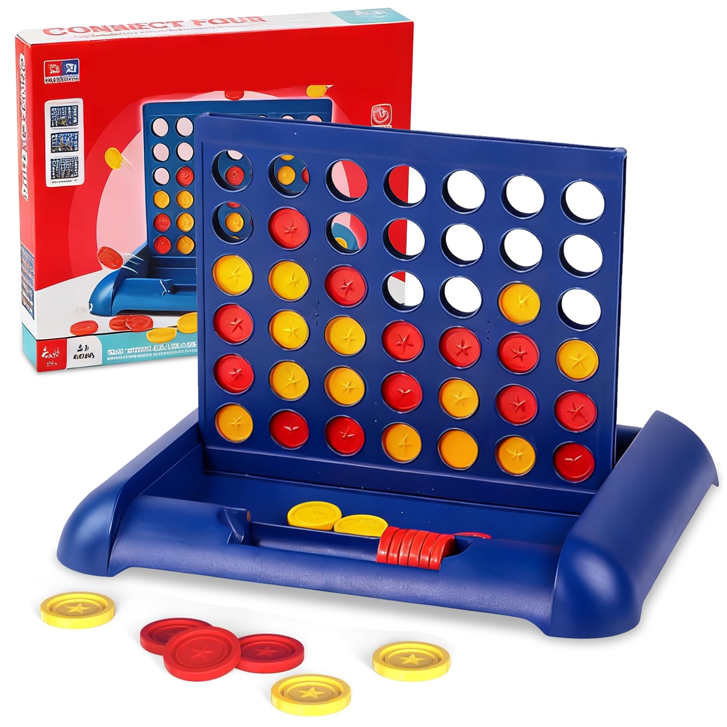 4 in a Row Classic Board Game, 4 in a Row Strategy Board Game, Line Up 4 Educational Toys, Educational Family Toy for Boys Girls Adults