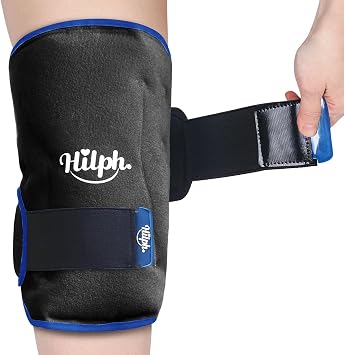 360 Full Coverage Knee Ice Pack Wrap for Post-Surgery Recovery - Bendable & Adjustable Hot Cold Therapy for Pain Relief, Swelling, Arthritis - Easy to Wear, Reusable Gel Pack for Men & Women, Black | Adjustable Cold & Compression Therapy Gel Ice Pack Wrap for Knee Replacement Surgery, Injuries, Swelling, Meniscus Tear, ACL