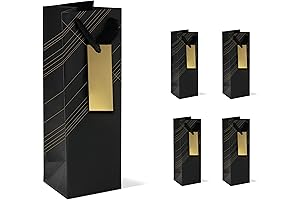 Purple Q Crafts | 4-Pack Black Wine Bottle Bags for Whiskey, Spirits, or Gift Giving