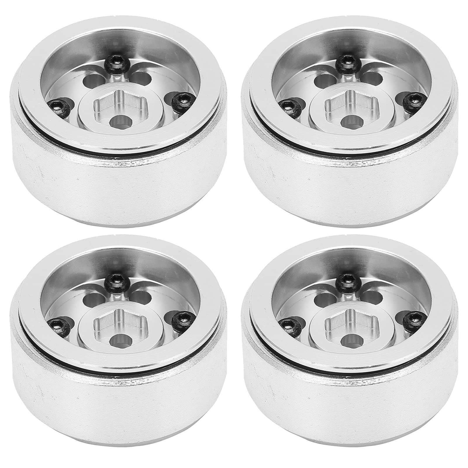 Accesorio duradero de aleación de aluminio con cubo de rueda RC para modelo de simulación Axial 1/24 (Silver)