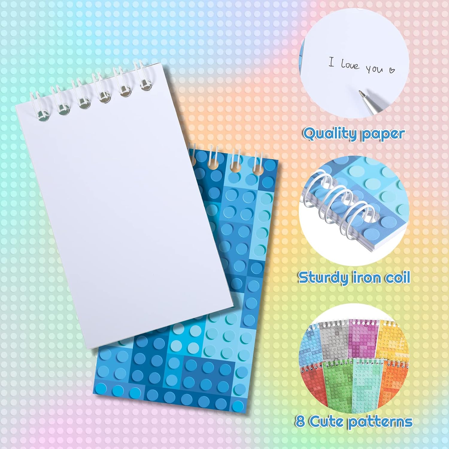 Dianelhall 24 Pack Kids Brick Mini Notebooks for Party Bag Building Block Small Notepads Piñata Fillers Carnival Goodie Bag Stuffers Teacher Classroom Supplies for Mining Game Birthday Party Favor - Image 4