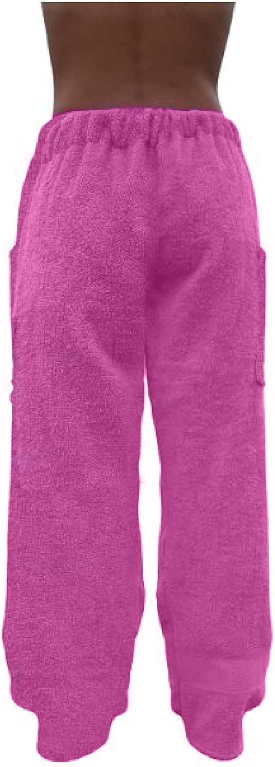 Towel Pants for Swimmers – Pink - Cotton Terry Towel Pants – Beach Coverup – Resort Wear – Swim wear