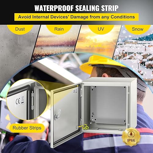 Vista 22 de VEVOR NEMA Caja de acero NEMA, 8 x 8 x 6 pulgadas NEMA 4X Caja eléctrica de acero, IP66 impermeable y a prueba de polvo, caja de conexiones