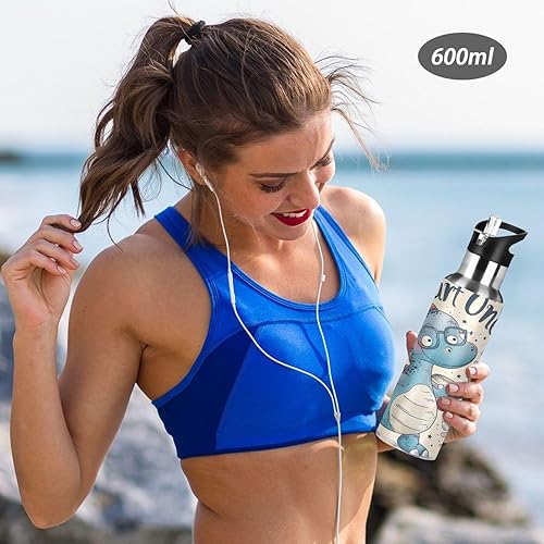 Miniatura 6 de Botella de agua deportiva sin BPA de 32 onzas, botella de agua aislada de acero inoxidable con popote para gimnasio, viajes al aire libre, escuela,