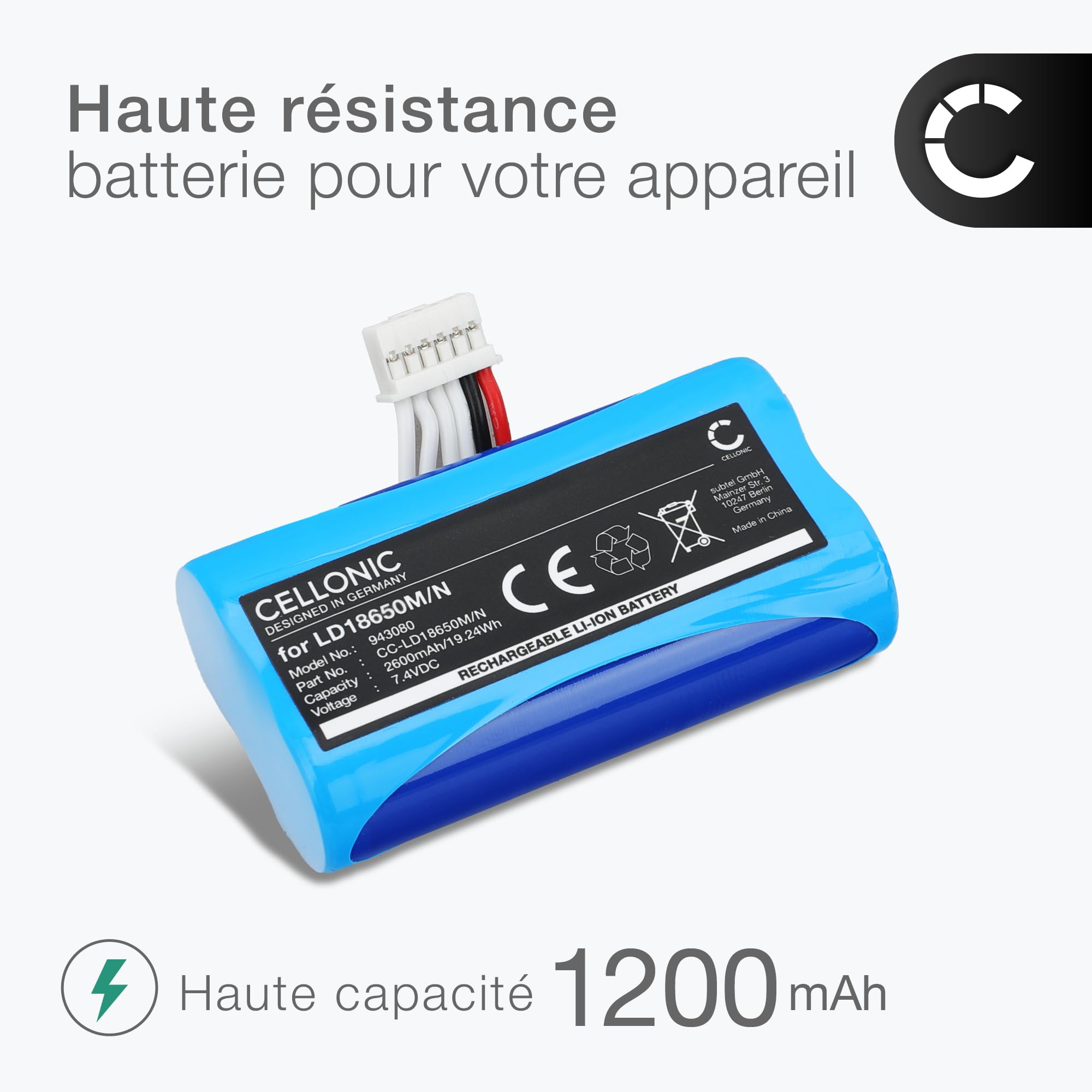 CELLONIC 1x Batterie pour Terminal de paiement/TPE Compatible avec Ingenico AXIUM DX8000, AXIUM DX4000, Landi A8s - (2600mAh, 7.4V)