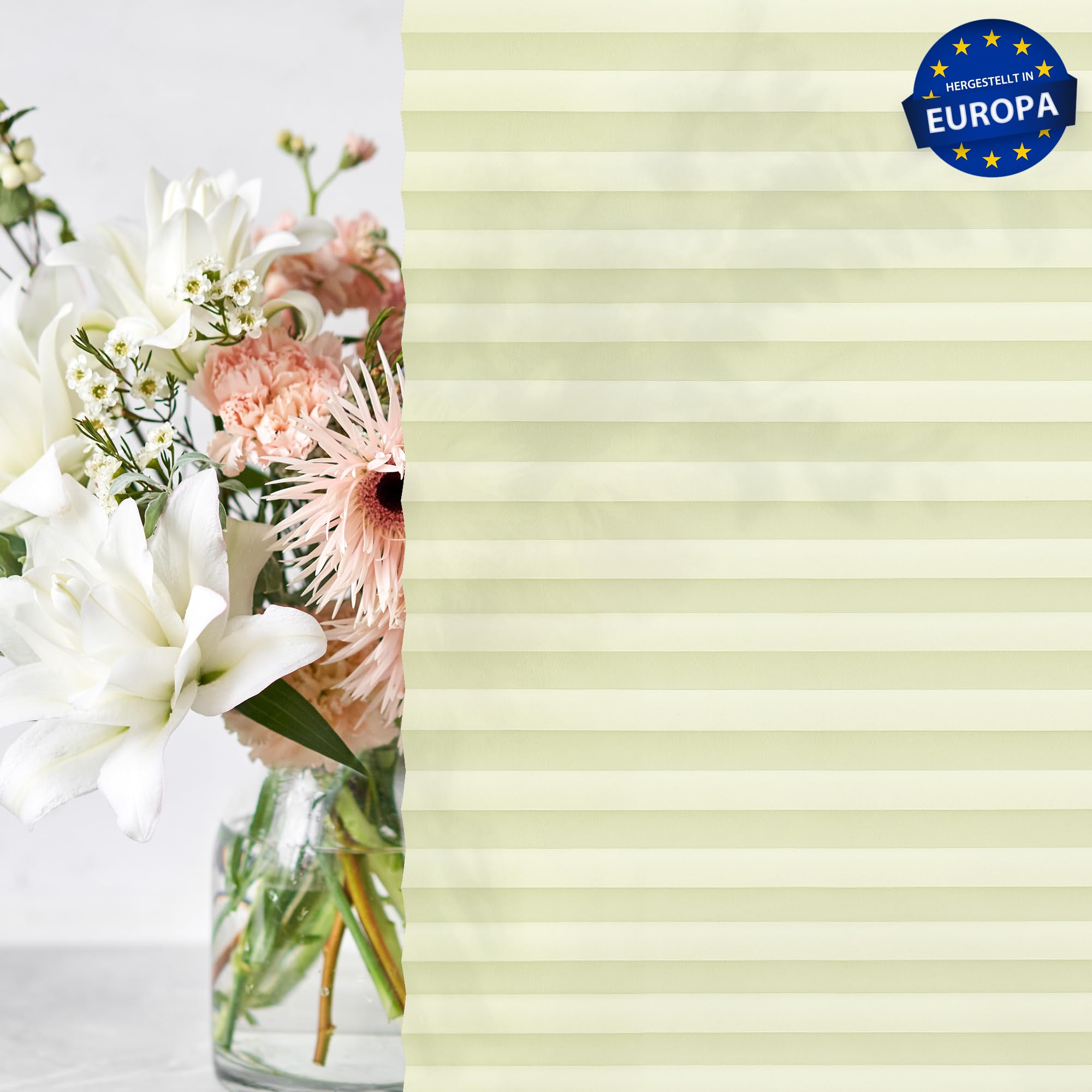 Jalousiescout Plissee Klemmfix ohne Bohren—Jalousie 130x120cm Creme Sichtschutz Fenster Sonnenschutz, Lichtdurchlässig Rollo für Fenster & Tür, Hochwertiges Polyester Pure Plissee
