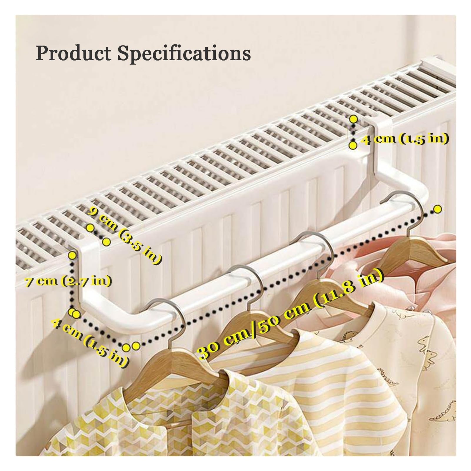 Soporte para Radiador, Tendedero Desmontable Estante para Radiador Baño Fácil Limpiar para Dormitorio Pasillo Salón Apartamento (19.6in/50cm)