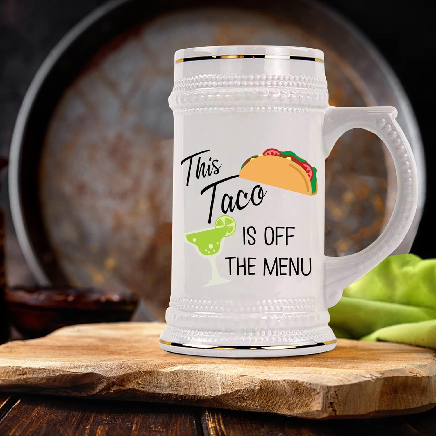 Engagement Beer Mug This Taco is Off the Menu Funny Wedding Bachelorette Party Ideas for Fiancee Girlfriend Future Wife Bride 22 Oz. Beer Stein