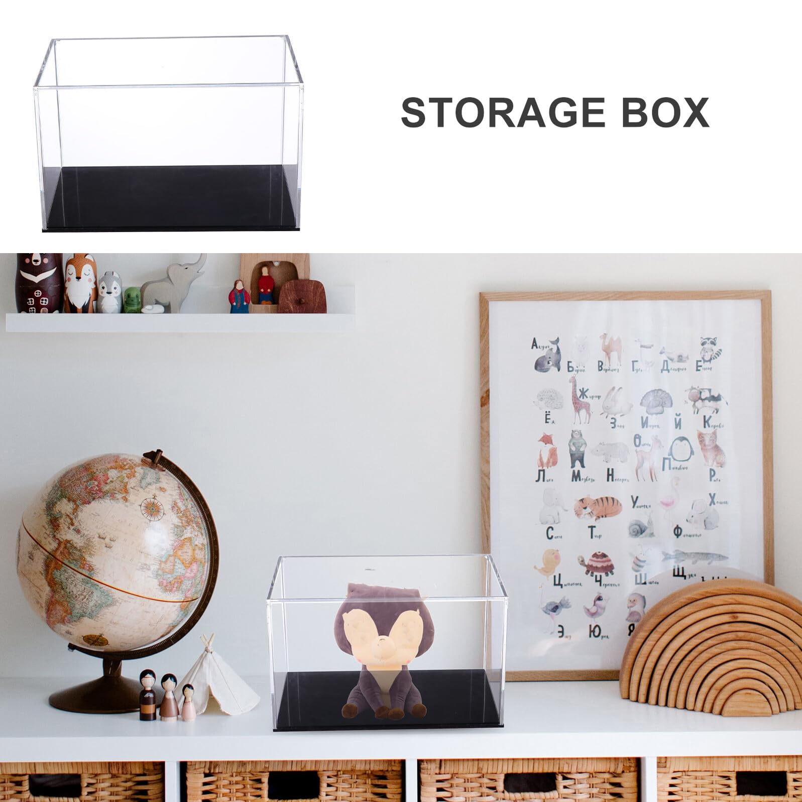 Transparente Acryl Vitrine Staubdichte Display Box mit Schwarzem Boden Robuste Aufbewahrung für Modellautos Sammlerstücke und DIY Mikrolandschaften