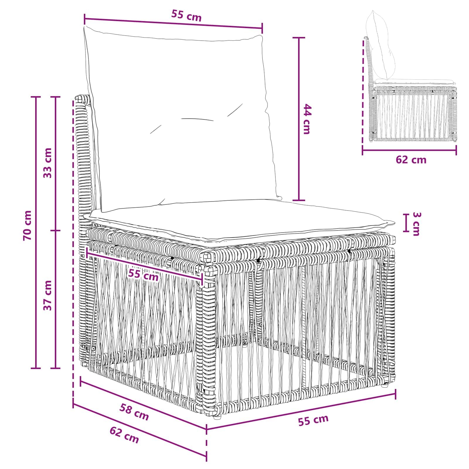Hothingwell Sofa ogrodowa Polyrattan Grey Unit | Zdejmowane pokrowce nadające się do prania, rama ze stali proszkowej, wygodna wyściółka piankowa