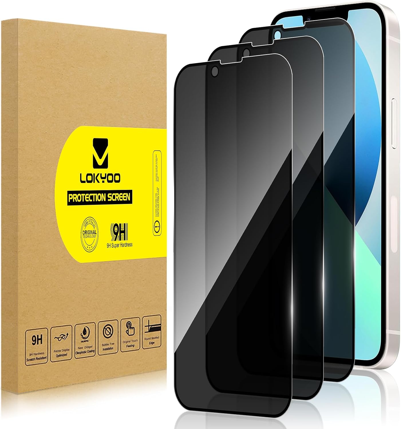 3 Pack Privacy Screen Protector for iPhone 13, Anti-Spy Glass