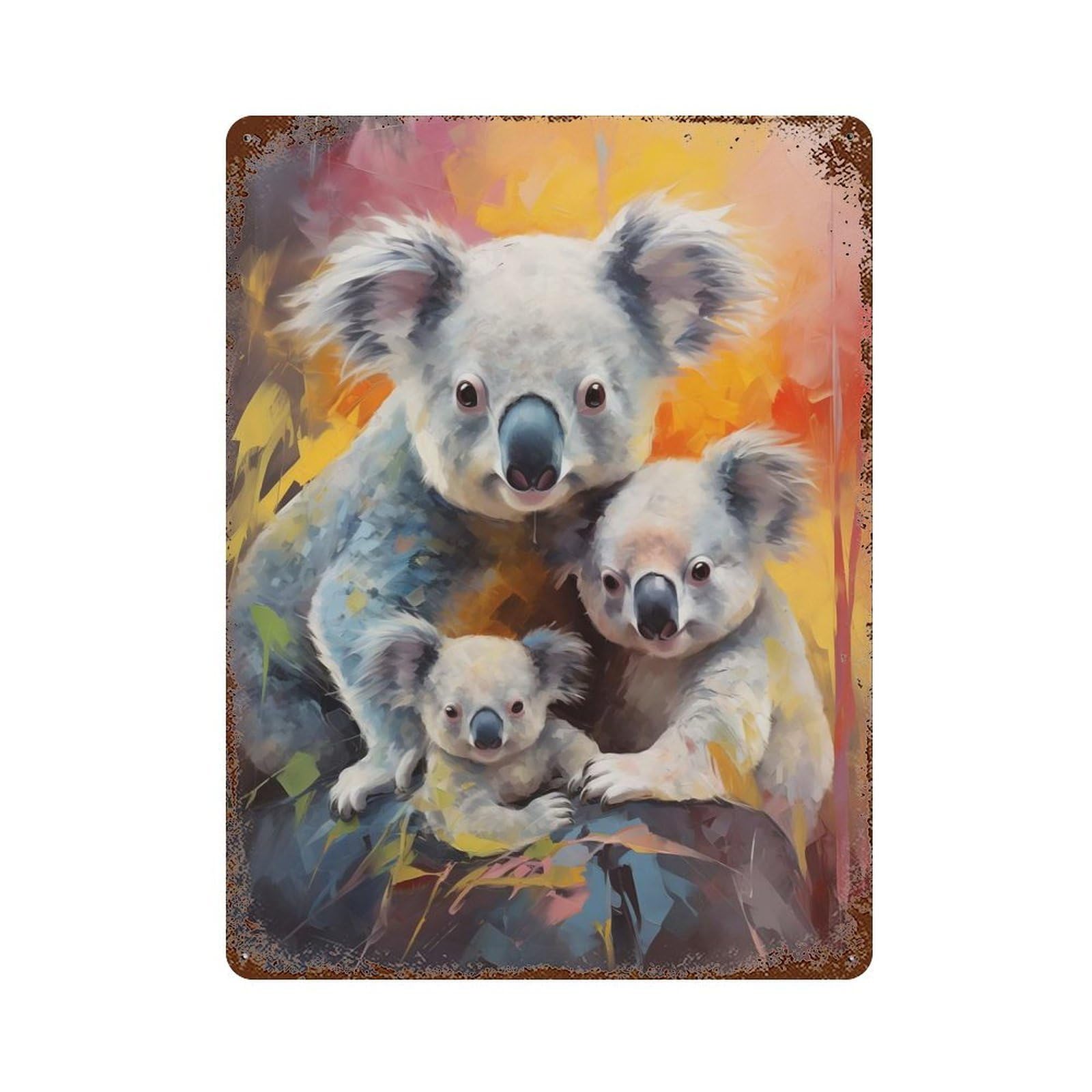Koala Christmas Family Decorative Tin Sign 15.7"x11.8", for Bistro, Counter And Cafe Decor, Retro Wall Decor