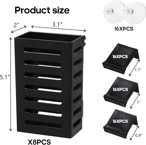 Miniatura 2 de Lawei Paquete de 8 soportes colgantes para plantas de acuario, maceta acuática de plástico con 48 ganchos y 16 ventosas, macetas acuáticas para