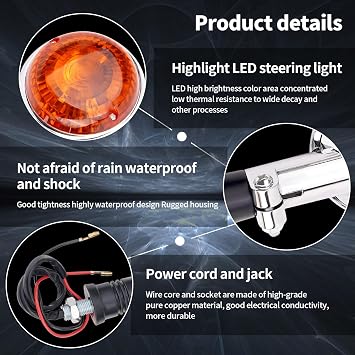 Motorcycle Rear Turn Indicator Light for Yamaha V Star 650 1998-2004/XV1100 V Star 1100 1999-2004/XV250 250 2008-2014/XJ700 / XJ700X 1985-1986/XJ750 1982-1983/XV535 Virago 535 1987-2000