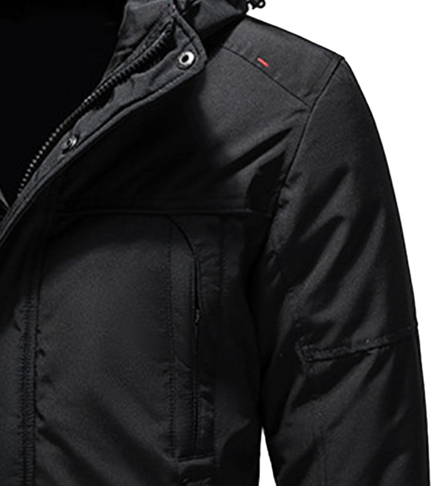 Men's Fleece Lined Hood Coats Big &Tall Pockets Windproof Winter