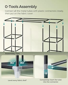 SONGMICS Fabric Wardrobe, 12 Compartments, Metal Frame, 150 x 45 x 175 cm