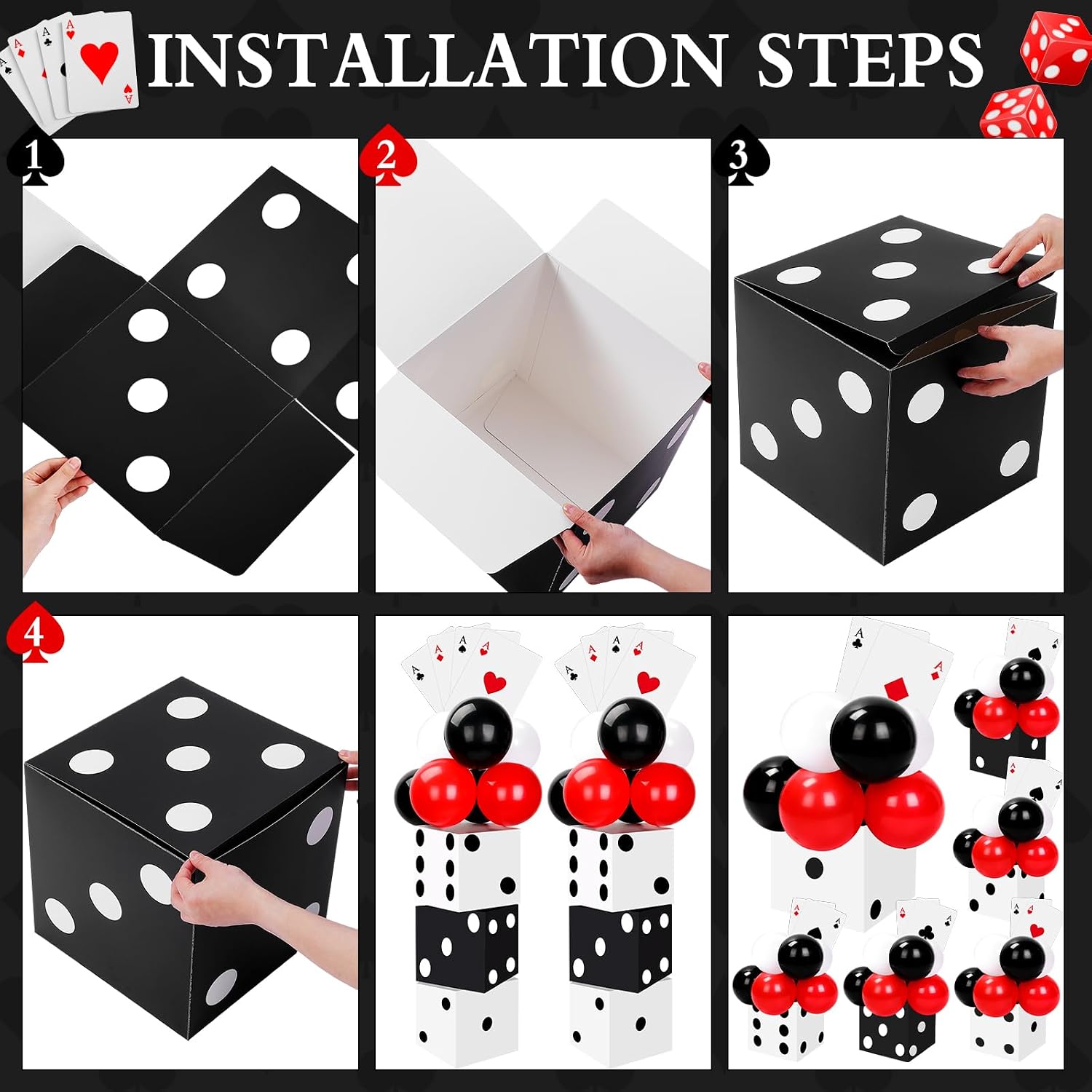 Hollowfly 54 Pcs Casino Party Decorations Dice Poker Game Night, Retro