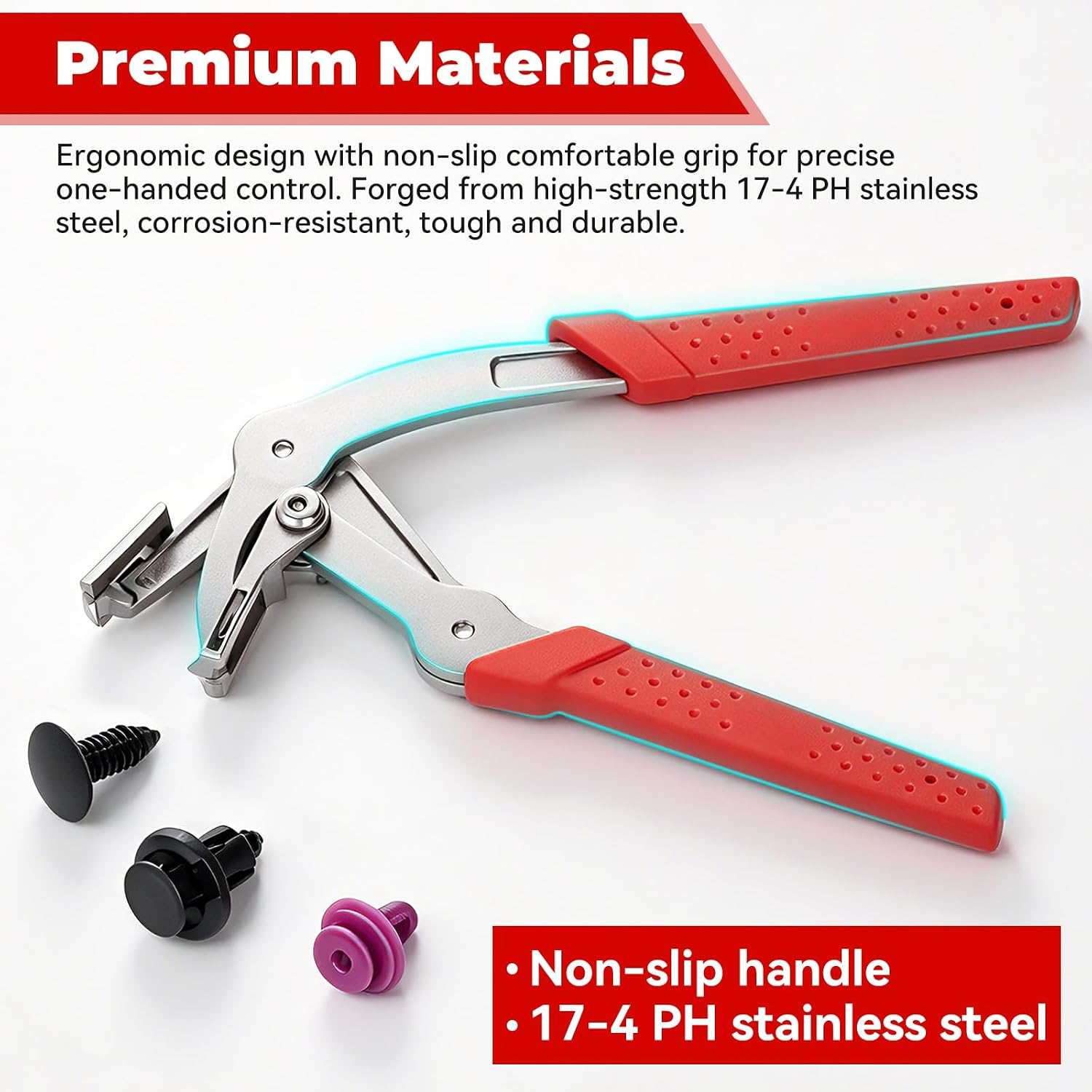 Car Clip Pliers, Auto Panel Clip Removal Tool, Rust-Resistant Auto Fastener Clip Remover Pliers, Damage-Free for Automotive Plastic Fasteners, Push Pin Door Trim Bumper Interior Exterior Removal