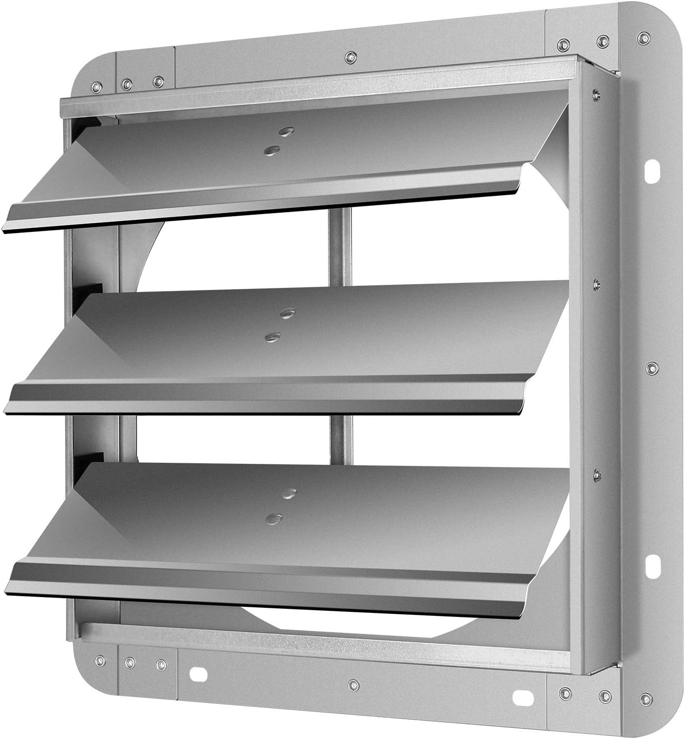 12-Inch Square Aluminum Automatic Gravity Shutter Louver Vent, Silver