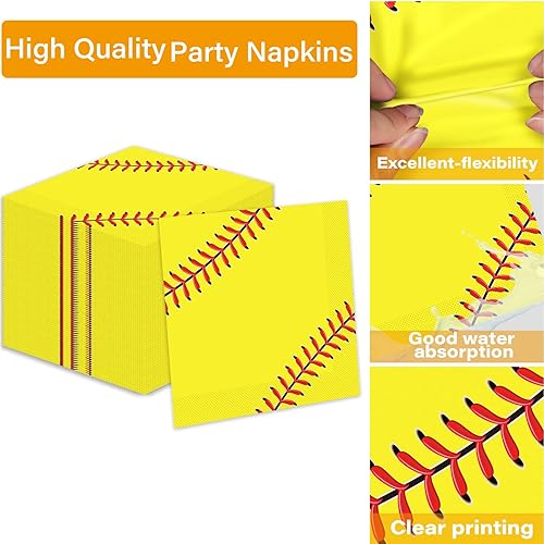 Miniatura 3 de Qyeahkj 200 piezas de platos de fiesta de sóftbol suministros de softbol fiesta de cumpleaños decoraciones de fiesta de cumpleaños vajilla de papel