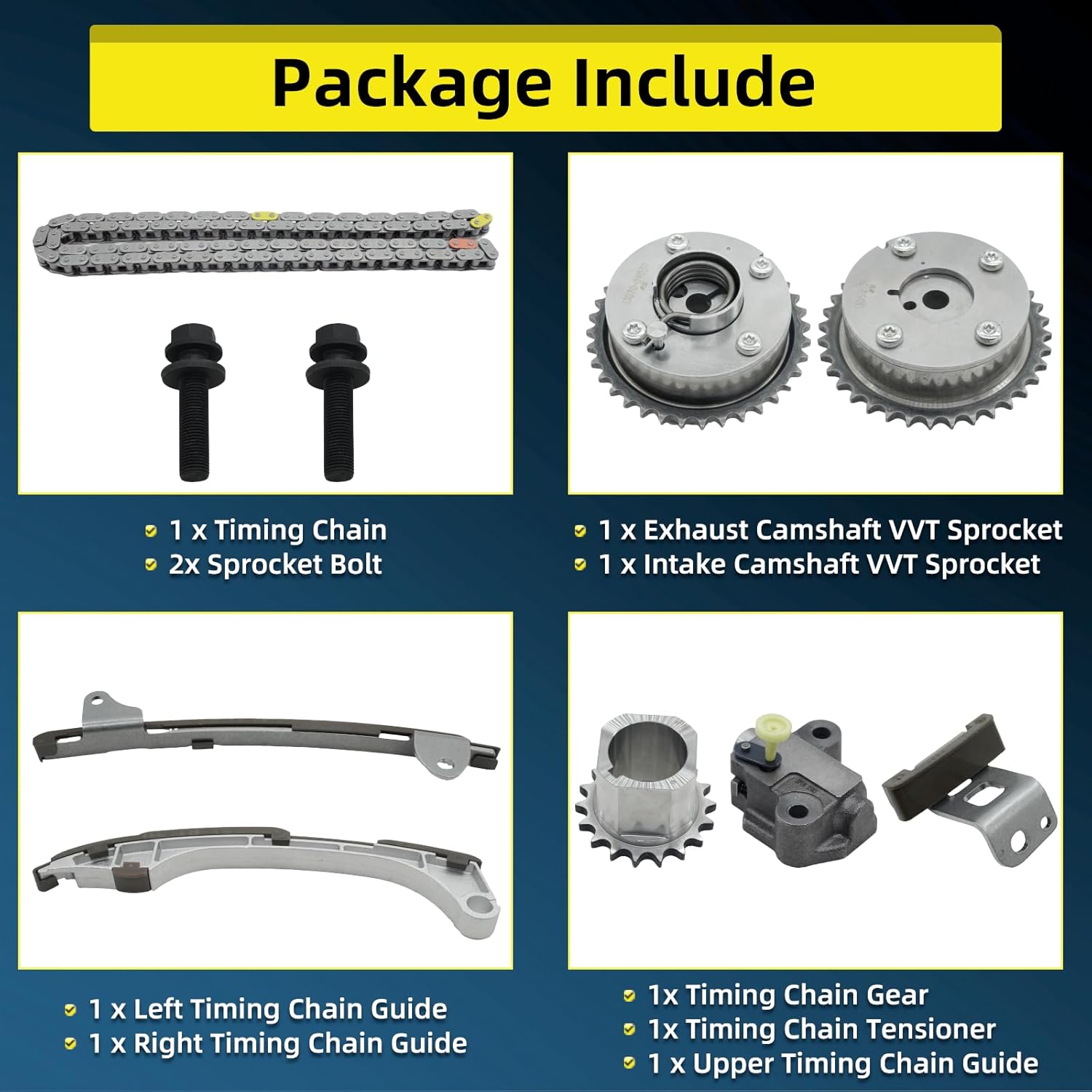 Timing Chain Kit 2.5 for Toyota Camry 2010-2014 RAV4 2009-2011 Venza Highlander Avalon Sienna, for Scion TC 2011 2012 2.5L 2.7 Engine Time Kit with VVT Sprockets 13506-0V010 13070-0V010 13540-36010