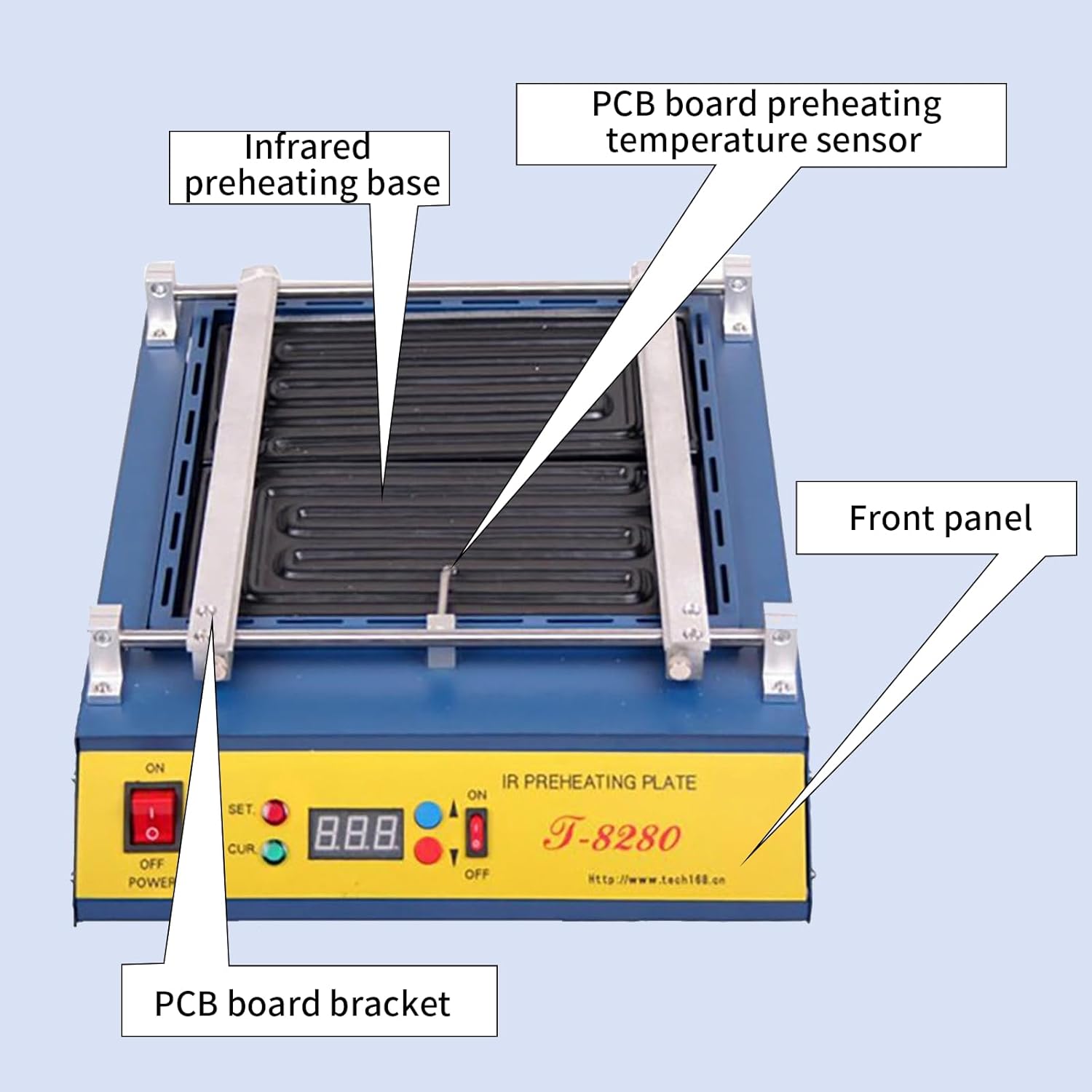 T8280 Soldering Station,1600W IR-Preheating Oven,Infrared Pre-Heating Rework Station PCB SMD BGA Solder Repair Hot Air Rework Station