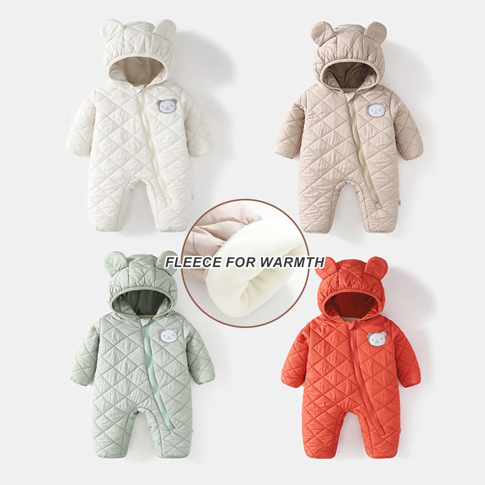 Baby Herbst Winter Strampler Baumwolle Gepolstert Overall Uni Neugeborene Klettern Kleidung Warm Outwear Langarm Bodysuit