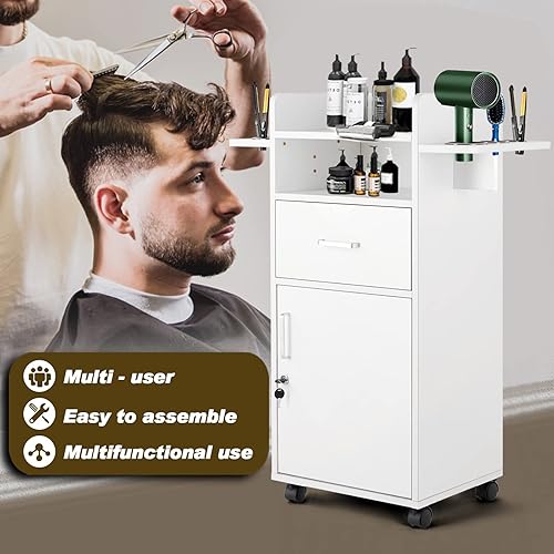 Miniatura 5 de Artist hand Equipo de salón para estilista carrito de salón con ruedas carrito de belleza para estilista con 6 soportes para herramientas gabinetes