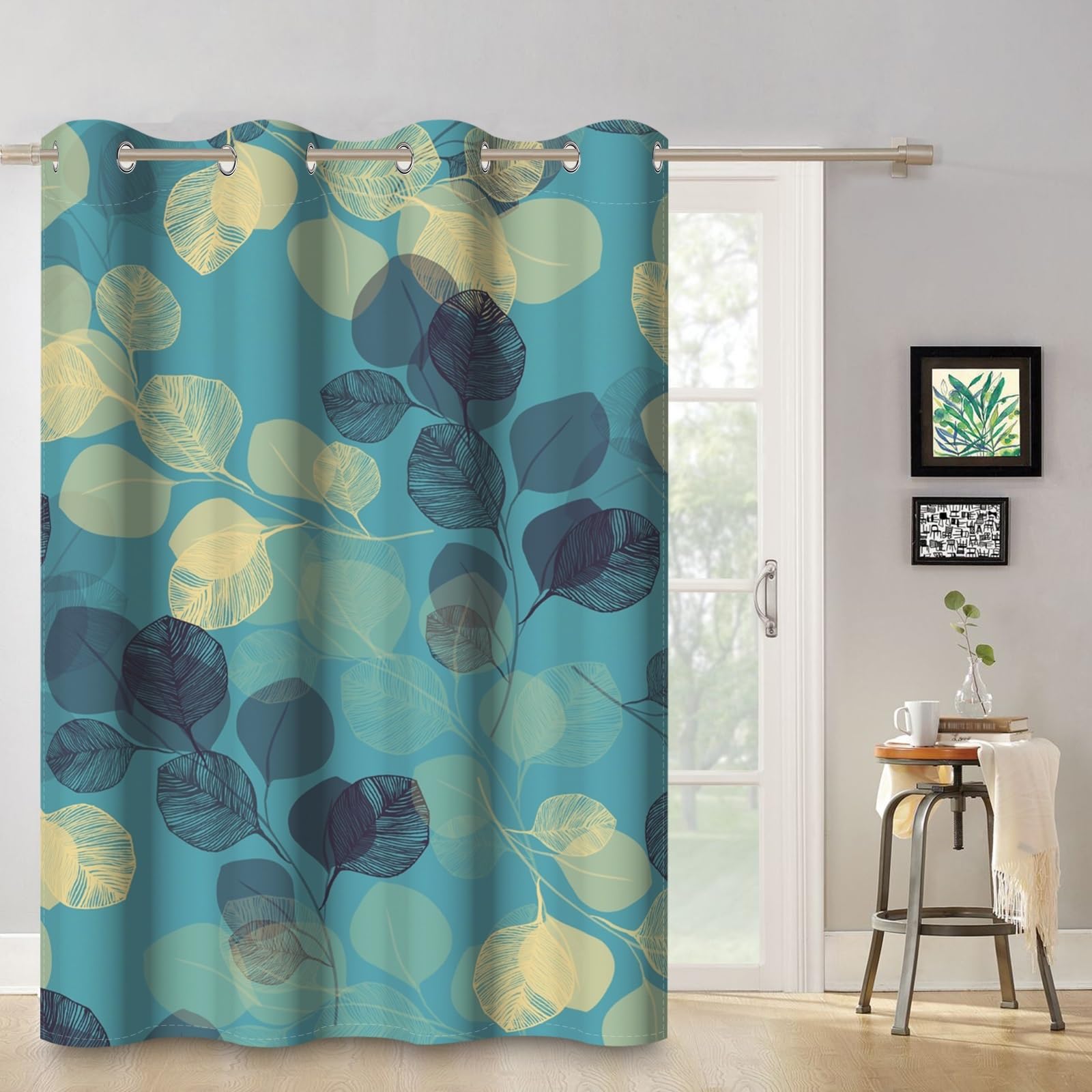 ggaimwf 52"x 84" Leaf Eyelet Curtain Ginkgo Leaves Botanical Elegant Art Pattern Insulated Thermal Grommet Blackout Window Drapes for Living Room Bedroom Dining Room Home Office,1 Single Panel - Image 4