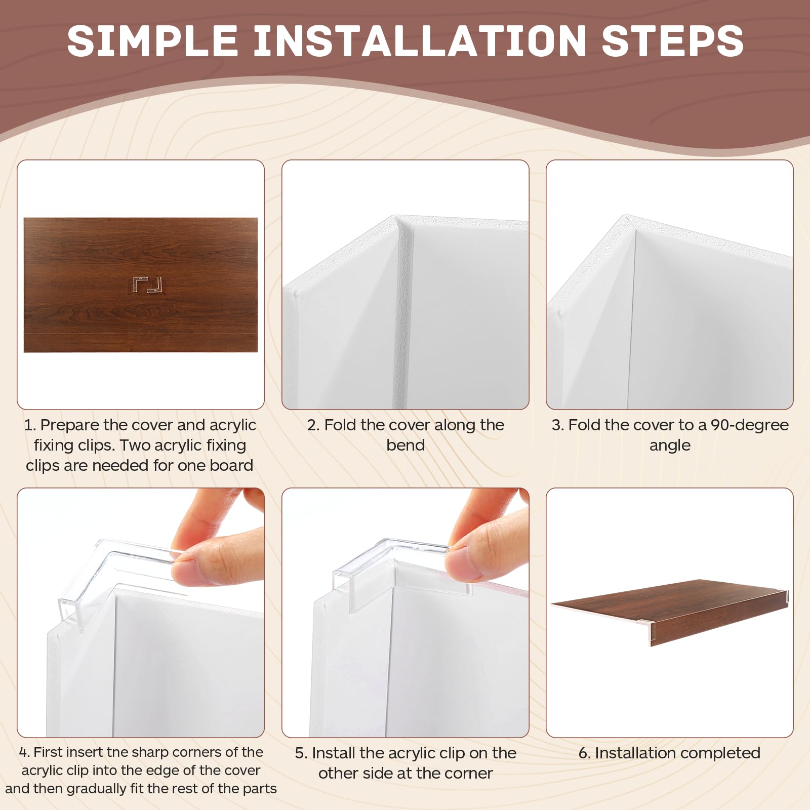 CroBlissful 4 juegos de cubiertas de alambre de PVC de 61 x 30.5 cm, cubiertas extraíbles de madera texturizada para estantes de despensa con clips acrílicos para estanterías de alambre, organización