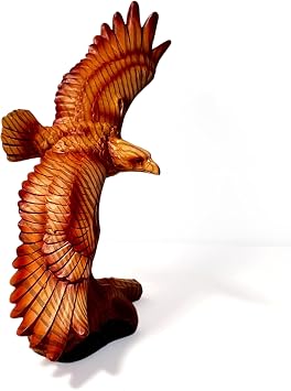 Thorness Majestic Eagle in Flight Sculpture   Brown Resin Wood Effect Wildlife Figurine, Decorative Wildlife Sculpture