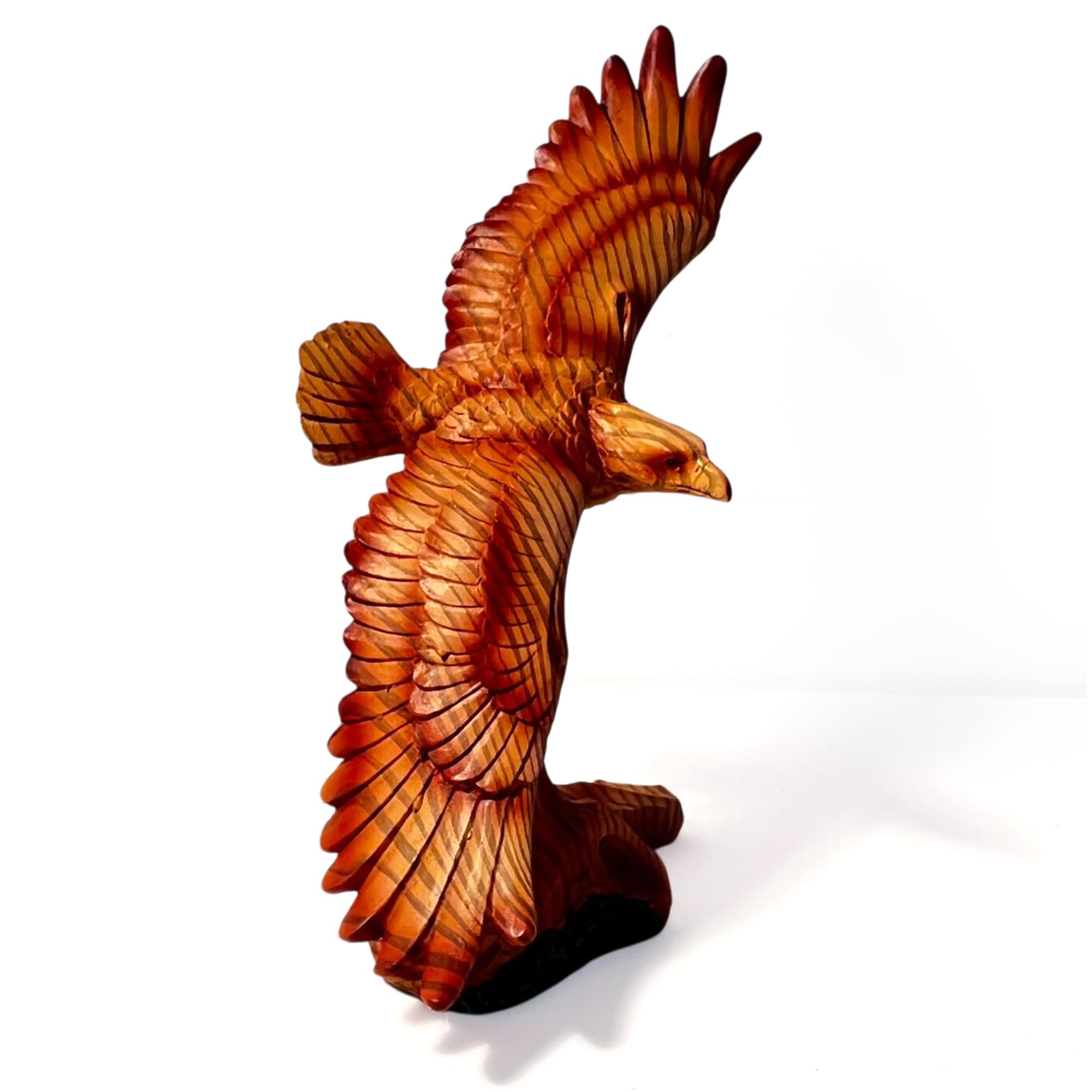 Thorness Brown Majestic Eagle In Flight Sculpture – Resin Wood Effect Wildlife Figurine, Decorative Wildlife Sculpture