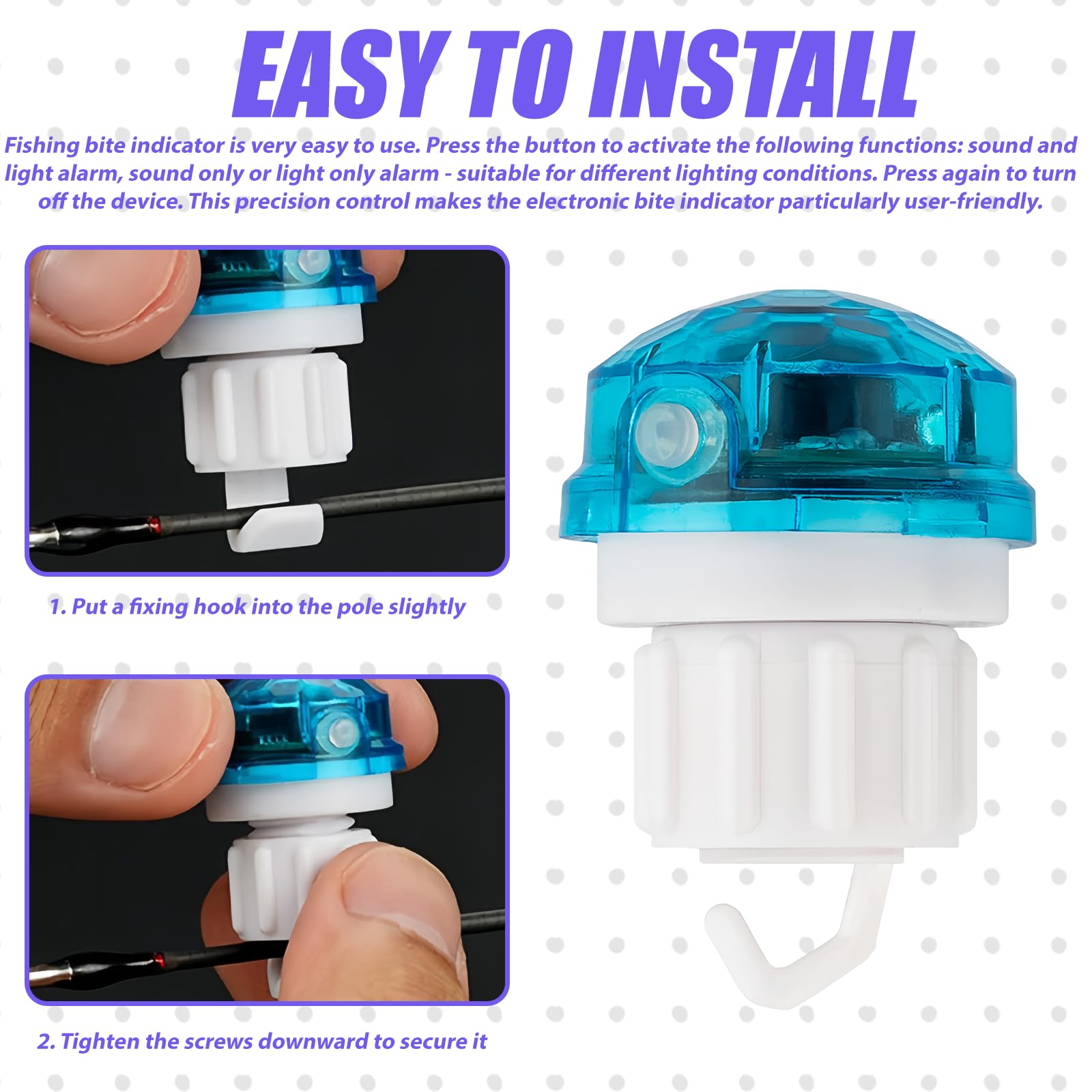 Détecteur de touche électronique LED 4 pièces avec capteur de mouvement pour pêche