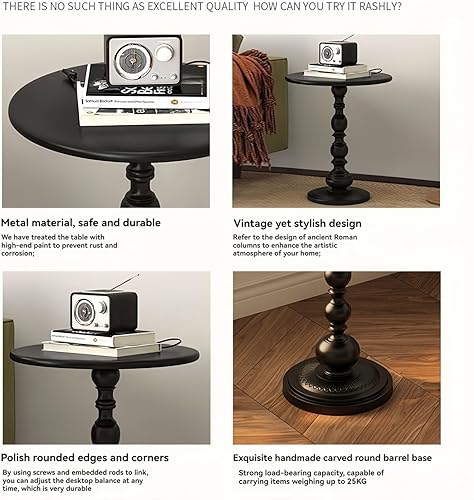 Miniatura 5 de Oinksaak Mesa auxiliar redonda, mesa moderna redonda, mesa auxiliar vintage, mesa auxiliar antigua, mesa auxiliar circular, mesa de centro redonda,
