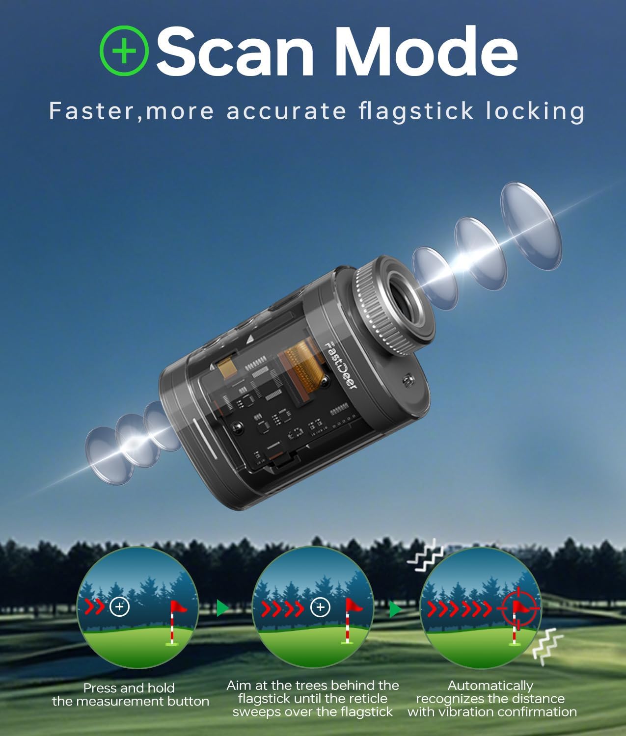 Golf Range Finder C2,0.02s Super Fast High Precision Range Finder Golf,Flag Lock Vibration,Stylish Golf Rangefinder with Slope,Triangulation,6.3X Magnification Golf Rangefinder,Rechargeable