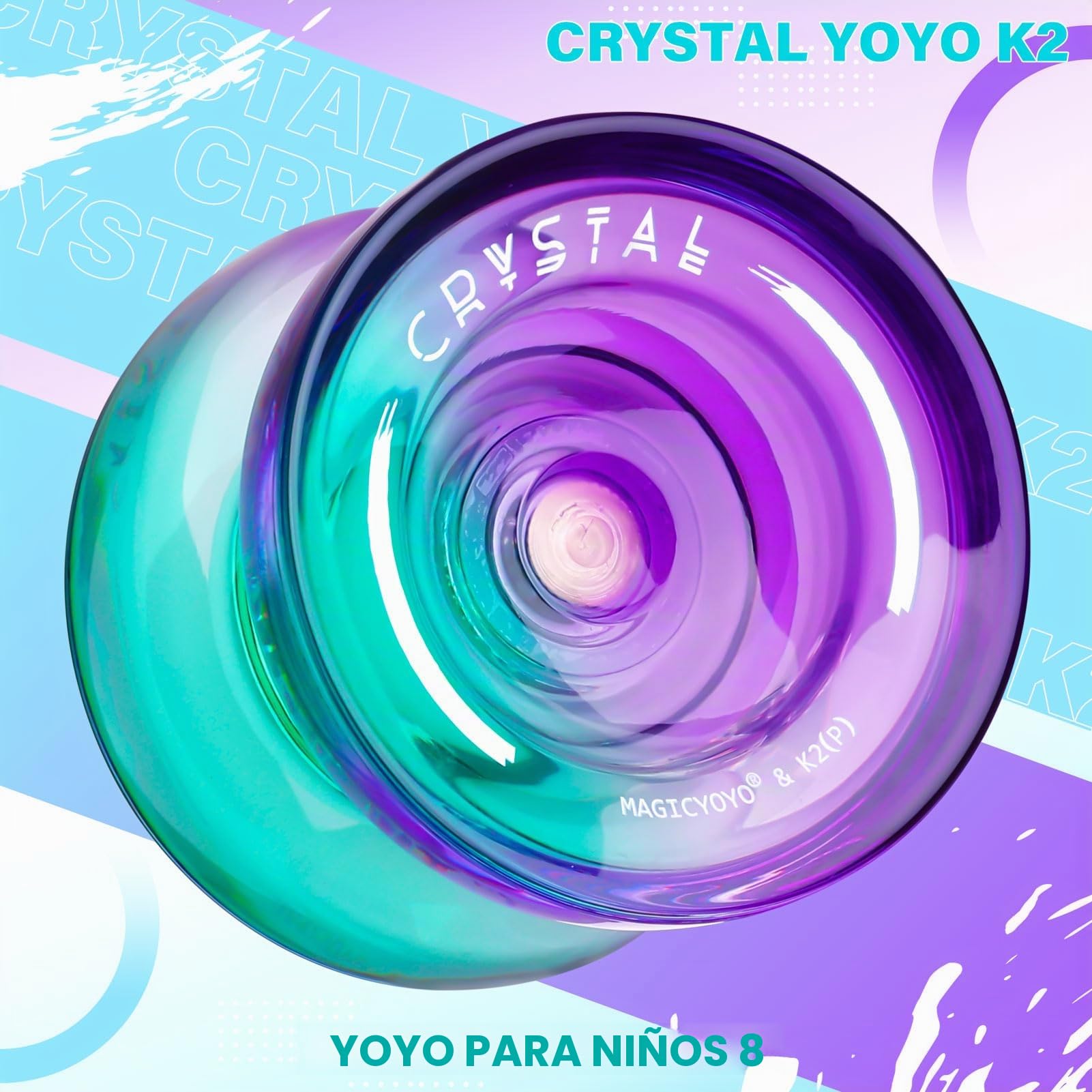YOSTAR JoJo Profi K2 Crystal Responsive para niños, truco profesional para principiantes, doble propósito con ralentí, Yoyo sin respuesta con rodamiento, 12 cuerdas, funda